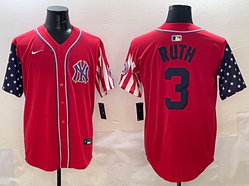 Men New York Yankees #3 Ruth Red a generation of national flags Jointly Name 2025 Nike MLB Jersey style 1->new york yankees->MLB Jersey